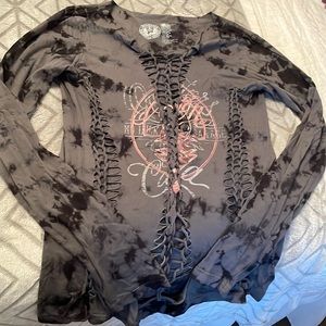 Affliction gray and black shirt